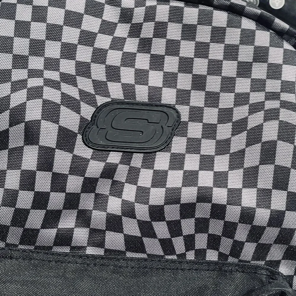 Skechers Kids Backpack 16” Black Gray Checkered Checker Checks